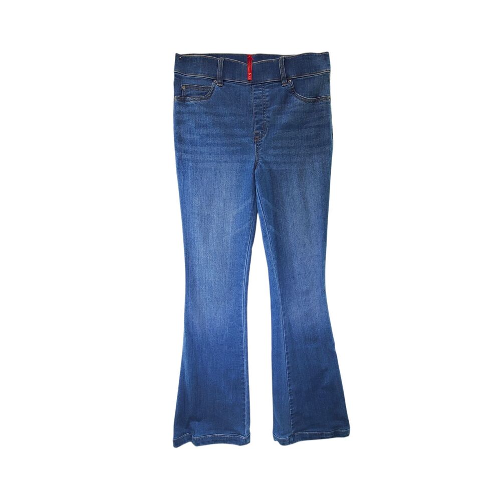 M Spanx High Waist Flare Jeans Jeggings Medium Wash Womens 31x32 Stretch 20456R